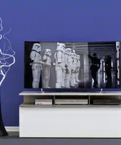 מזנון טלוויזיה עם מגירה ובגוון לבן ועץ לאטה