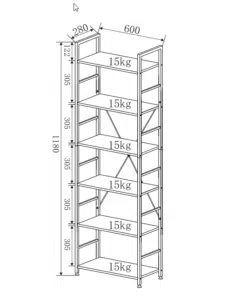 Alternative view of ספריה מעוצבת עם 6 מדפים