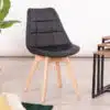 כסאות לפינת אוכל דמוי עור שחור עם רגלי עץ