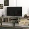 מזנון לסלון בצבע אגוז אפריקאי עם פרזול שחור