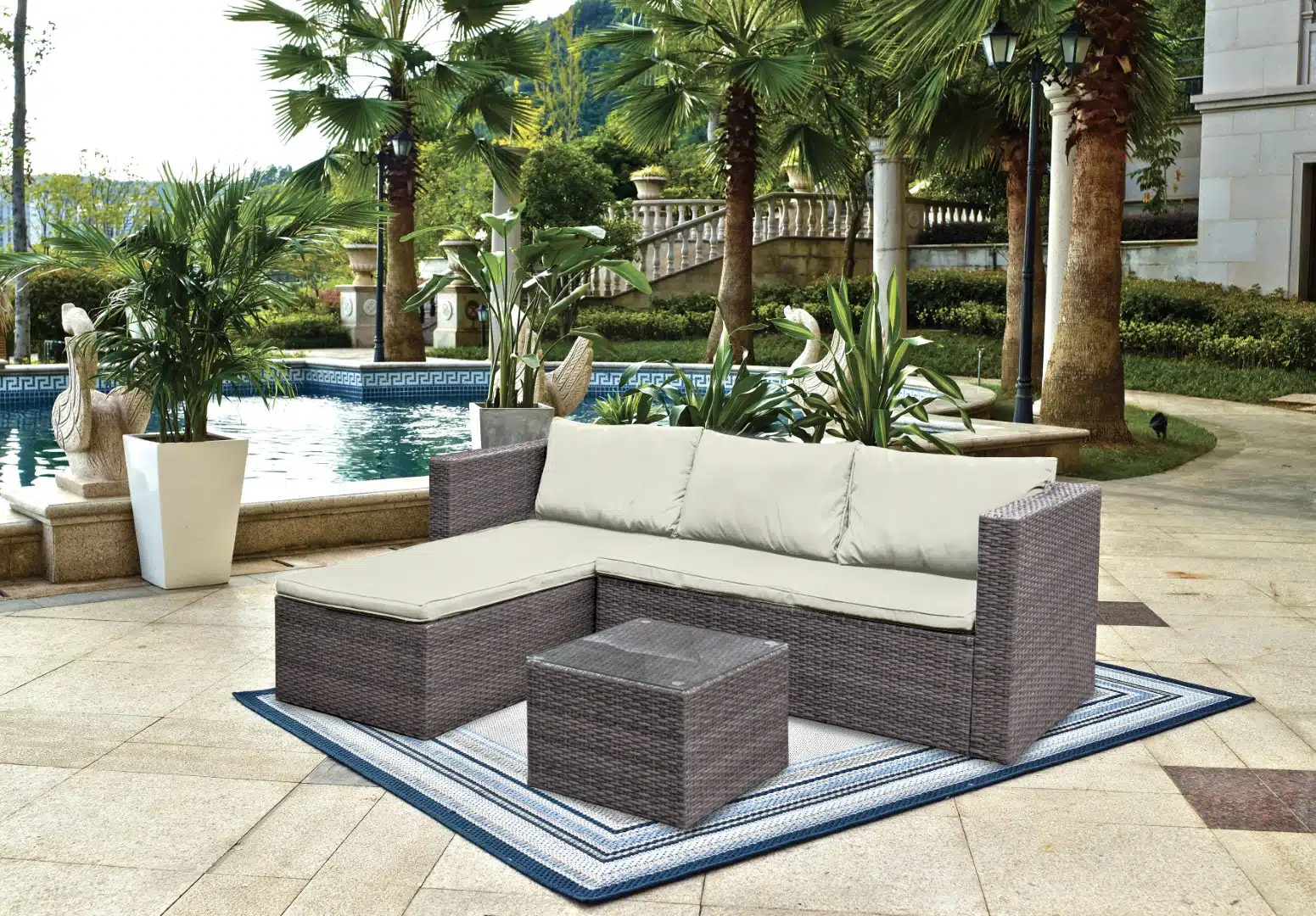 סט ישיבה לגינה ולמרפסת ראטן - פינת ישיבה פינתית למרפסת לגינה מדמוי ראטן - רהיטים מעוצבים לבית ולמשרד - איכות פרימיום | סטייל מאסטר רהיטים