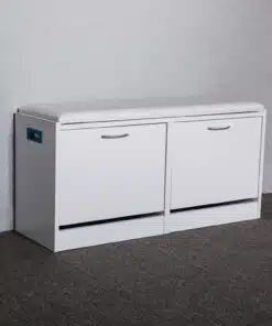 ספסל מרופד עם אחסון לנעליים