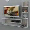 מזנון טלוויזיה מעוצב לסלון עם מדפים