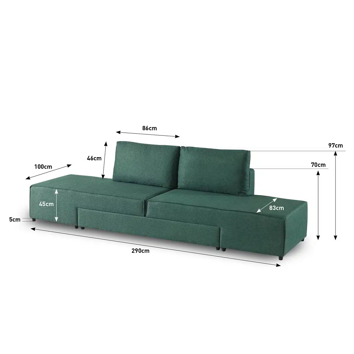 ARMADA ספה מודולרית מידות - סט ספות אירוח בבד ירוק - כל הרהיטים סטייל מאסטר רהיטים - רהיטים איכותיים לבית ולמשרד