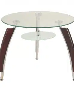 Alternative view of שולחן סלון זכוכית וניקל משולב עם וואנגה