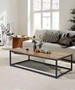 שולחן סלון מלבני מעץ ומתכת