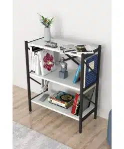 כוננית 3 מדפים לבן ושחור