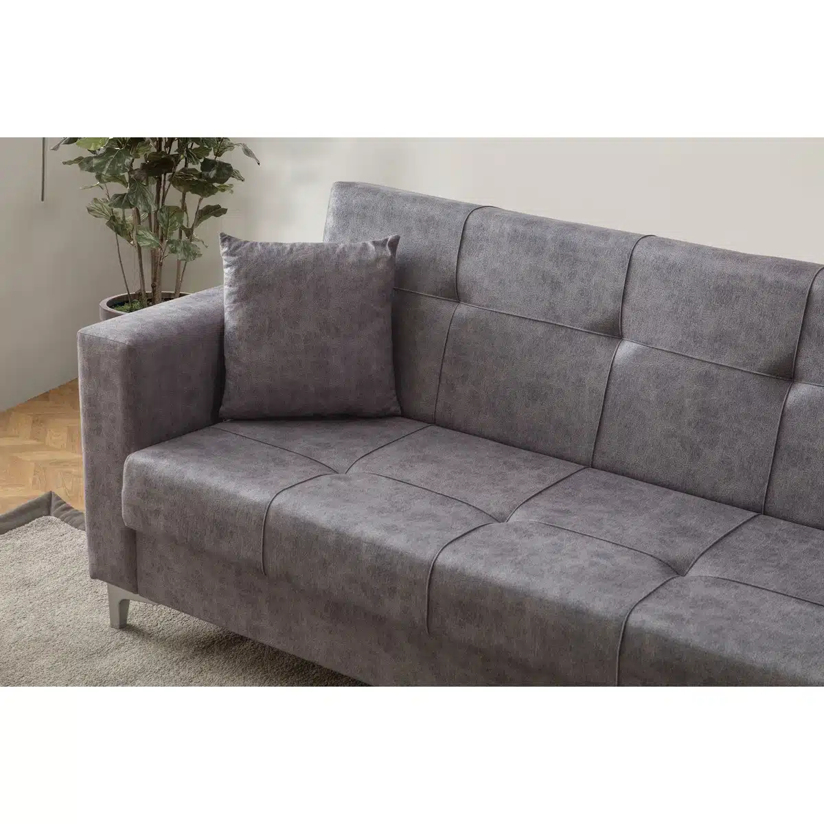 ספה אפורה נפתחת - ספה תלת מושבית נפתחת עם ארגז מצעים בבד אפור - כל הרהיטים סטייל מאסטר רהיטים - רהיטים איכותיים לבית ולמשרד