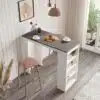 שולחן בר עם אחסון בצבע בטון משולב עם לבן