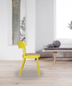 כסא פלסטיק צהוב עם מושב מרופד