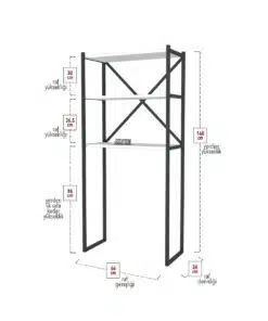 מדפים מעל מכונת הכביסה