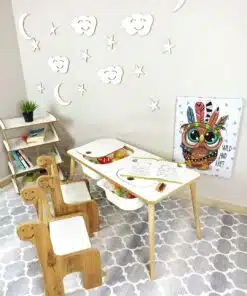 שולחן וכסאות לילדים מעץ