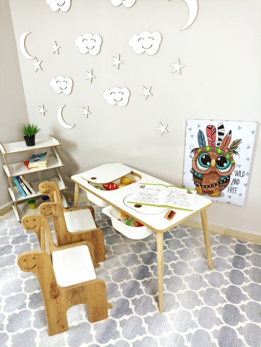 שולחן וכסאות לילדים מעץ