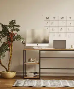 שולחן כתיבה עם מדפים מעץ ומתכת