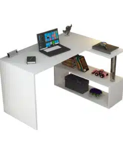 שולחן כתיבה פינתי מעוצב בצבע לבן