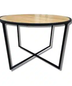 שולחן סלון עגול עץ וברזל