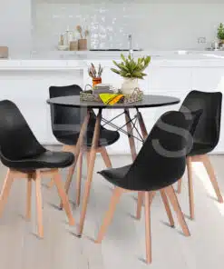 שולחן פינת אוכל שחור משולב עם עץ