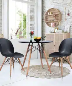 שולחן שחור עגול לפינת אוכל