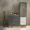 ארון בגדים עם מגירות עץ ואפור