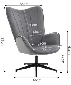 כורסא אפור קטיפה מעוצב