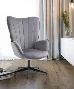 כורסא מעוצבת בבד קטיפה אפור