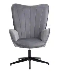 כורסא מעוצבת בבד קטיפה אפור