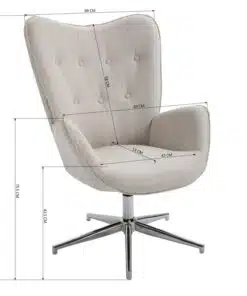 כורסת טלוויזיה מעוצבת בבד שמנת