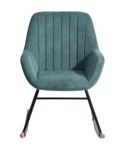 כסא נדנדה מרופד לסלון בצבע טורקיז