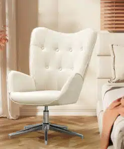 ספת יחיד מועצבת בבד קרם