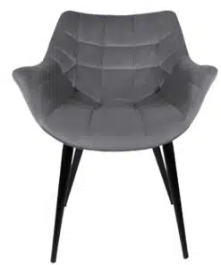 כסא מרופד בד קטיפה אפור