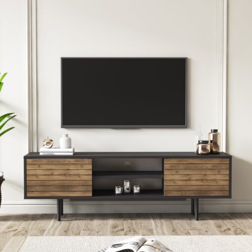 מזנון טלוויזיה מעוצב לסלון רוחב 160 עץ ושחור