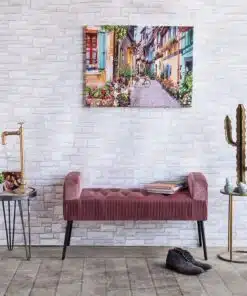 ספסל מרופד לבית בבד אפור