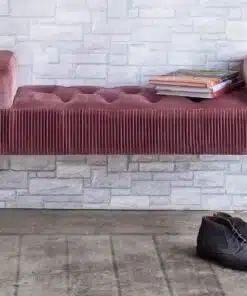 ספסל מרופד לחדר שינה בצבע ורוד עתיק