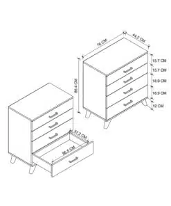 שידת מגירות לבנה לחדר שינה