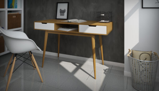שולחן כתיבה מודרני רוחב 120 סמ אלון ולבן בזול