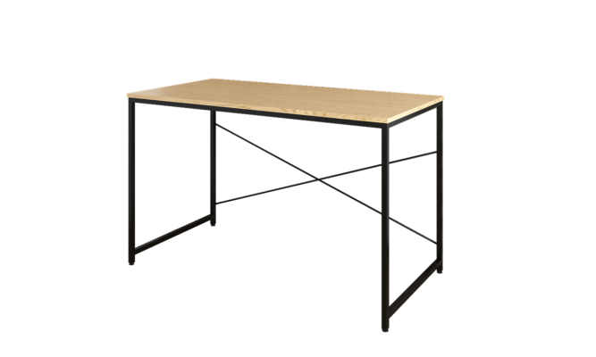 שולחן מחשב גוון עץ אלון ומתכת