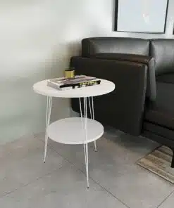 שולחן סלון עגול לבן