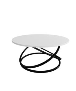 שולחן עגול לסלון בצבע לבן