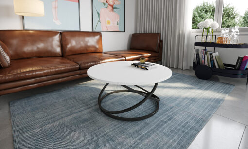 שולחן עגול לסלון בצבע לבן במבצע