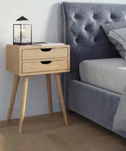 שידת צד לילה לחדר השינה בגוון עץ אלון