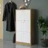 ארון נעליים לבן משולב אלון