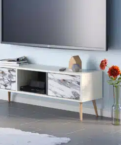 מזנון טלוויזיה אפור שישי ולבן