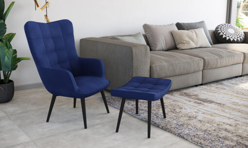 כורסא לסלון מעוצבת בבד כחול