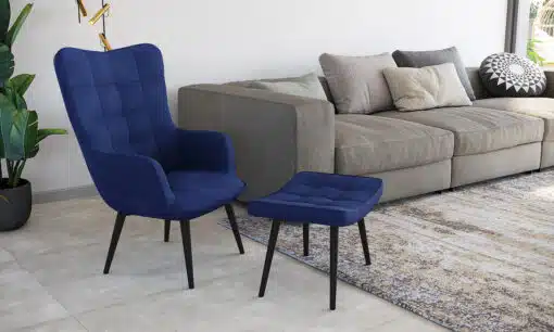 כורסא לסלון מעוצבת בבד כחול