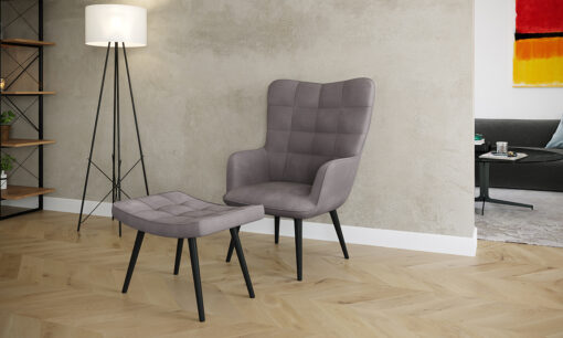כורסא מעוצבת לסלון בד קטיפה אפור