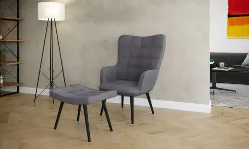 כורסא עם הדום קטיפה אפור במבצע