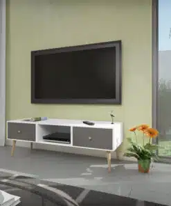 מזנון טלוויזיה אפור ולבן