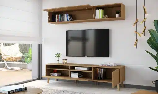 מזנון טלוויזיה בגוון עץ אלון במבצע
