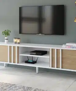 מזנון טלוויזיה רוחב 180 סמ אלון משולב לבן