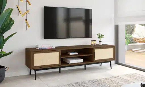 מזנון כפרי לסלון ראטן ועץ